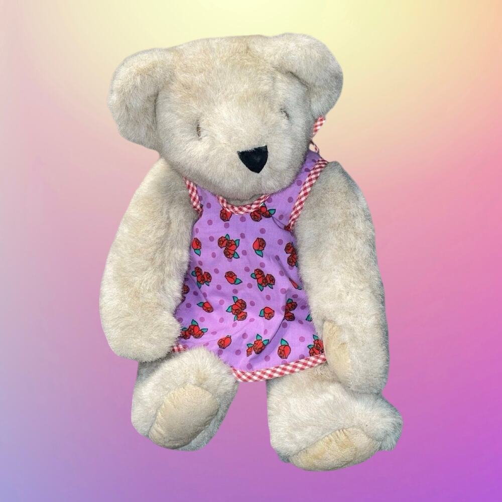 Vermont Teddy Bear 1992 Plush Hand Jointed USA 18" Cowgirl Vest Apron Vintage